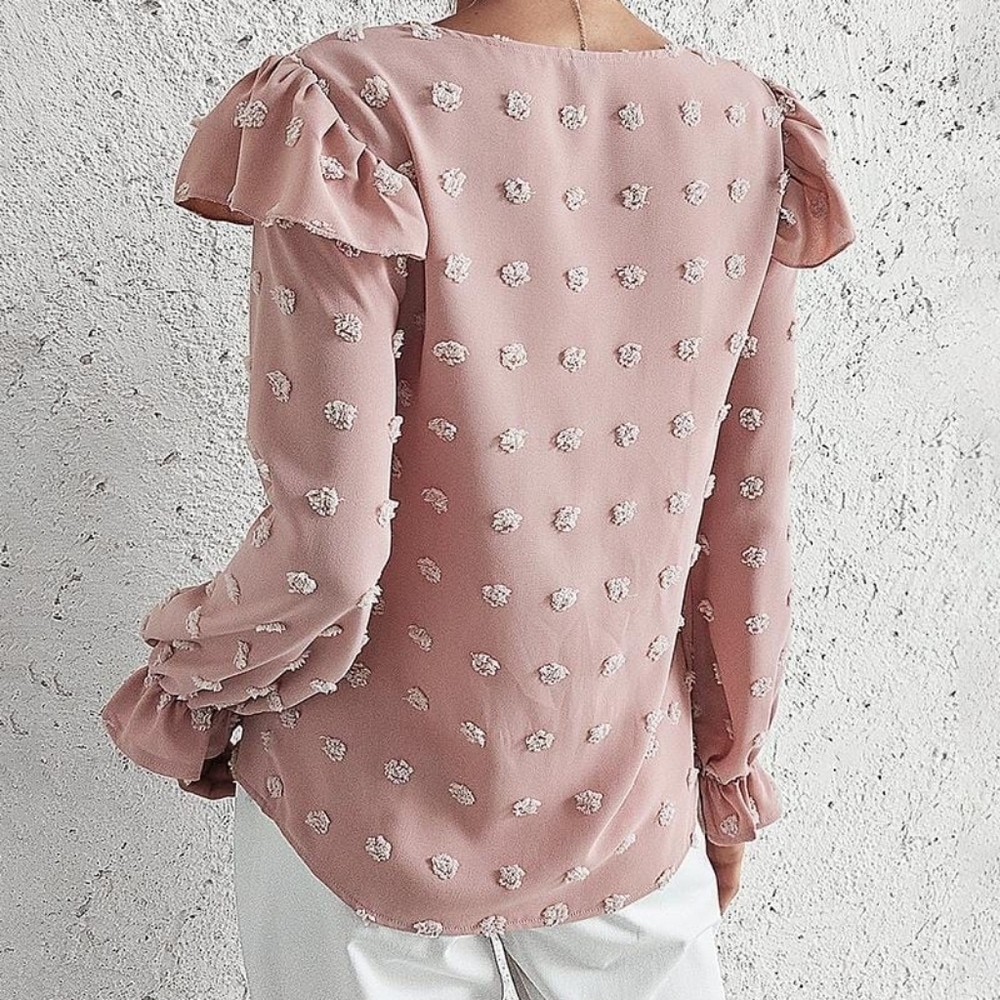 Pink Ruffle Shoulder Blouse - Picture 2 of 2